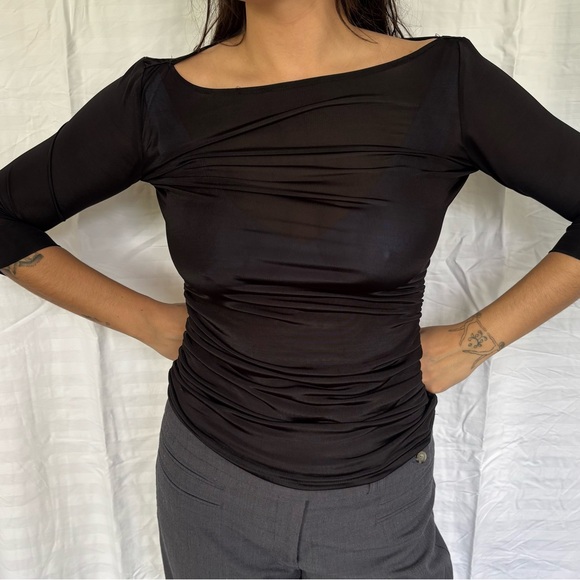 Vintage boatneck 3/4 sleeve with ruching - Picture 1 of 4